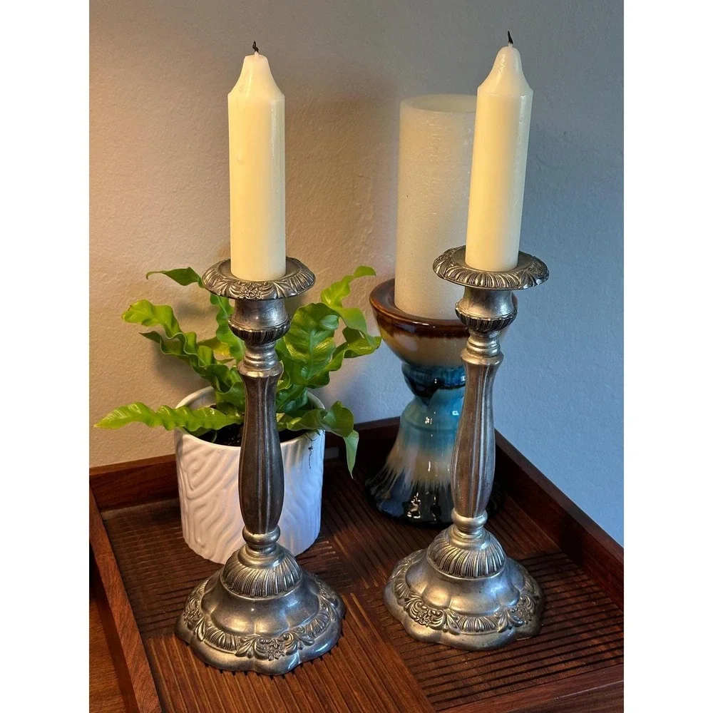 Vintage Godinger Silver Plated Candlestick Holders - Set of 2